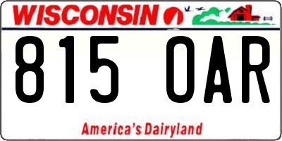 WI license plate 815OAR