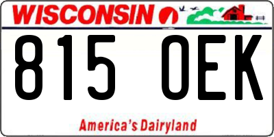 WI license plate 815OEK