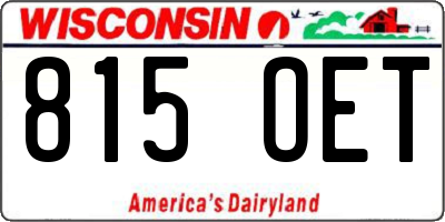 WI license plate 815OET