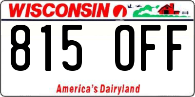 WI license plate 815OFF