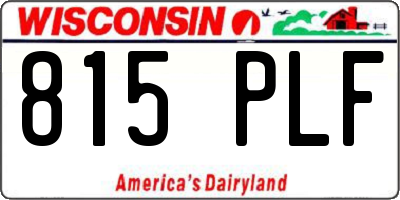WI license plate 815PLF
