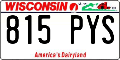 WI license plate 815PYS