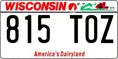 WI license plate 815TOZ