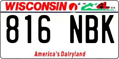 WI license plate 816NBK