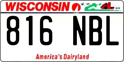 WI license plate 816NBL