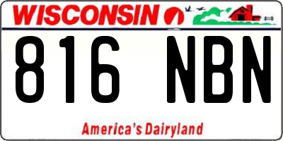 WI license plate 816NBN