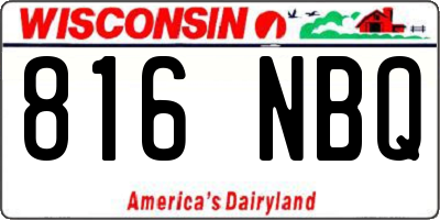 WI license plate 816NBQ