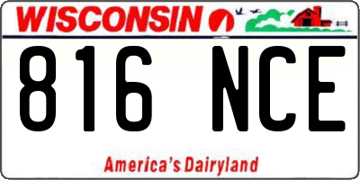 WI license plate 816NCE