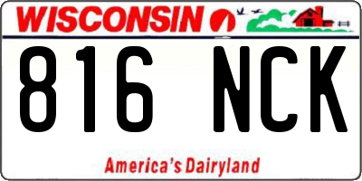 WI license plate 816NCK