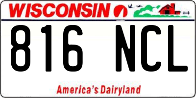 WI license plate 816NCL