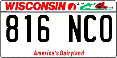 WI license plate 816NCO