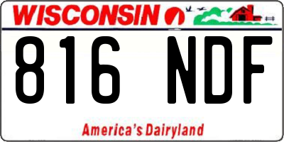 WI license plate 816NDF