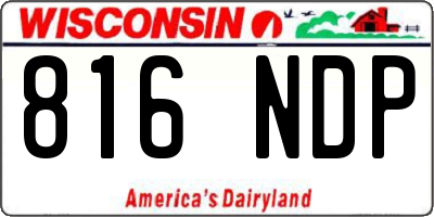 WI license plate 816NDP