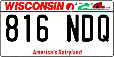 WI license plate 816NDQ