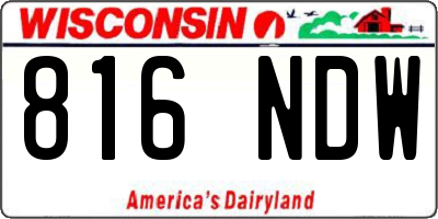 WI license plate 816NDW