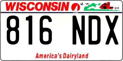 WI license plate 816NDX