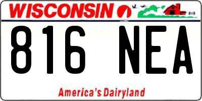 WI license plate 816NEA