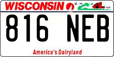 WI license plate 816NEB