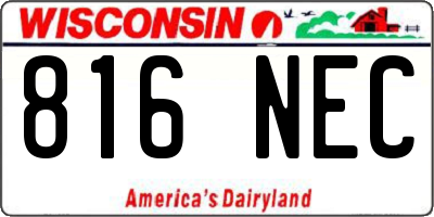 WI license plate 816NEC