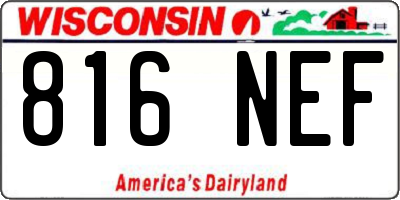 WI license plate 816NEF
