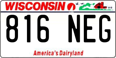 WI license plate 816NEG