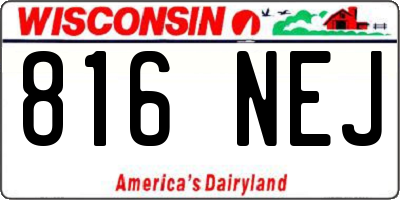 WI license plate 816NEJ