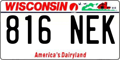 WI license plate 816NEK