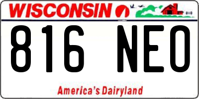 WI license plate 816NEO