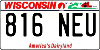 WI license plate 816NEU