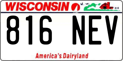 WI license plate 816NEV