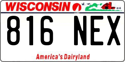 WI license plate 816NEX