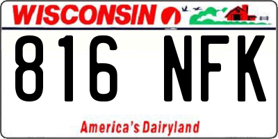 WI license plate 816NFK