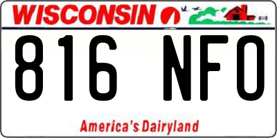 WI license plate 816NFO