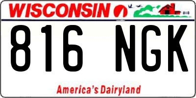 WI license plate 816NGK