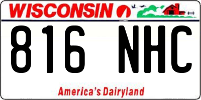 WI license plate 816NHC
