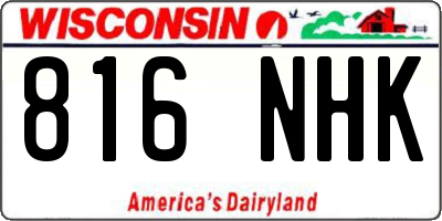 WI license plate 816NHK