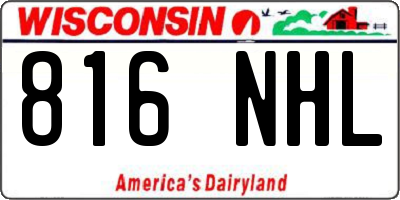 WI license plate 816NHL