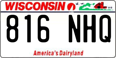 WI license plate 816NHQ
