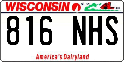 WI license plate 816NHS