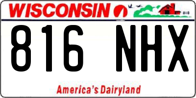 WI license plate 816NHX