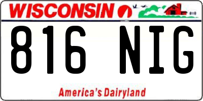 WI license plate 816NIG