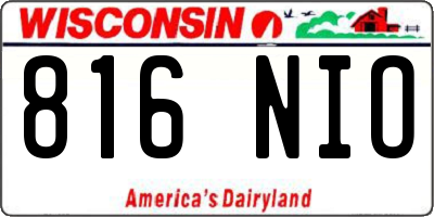 WI license plate 816NIO