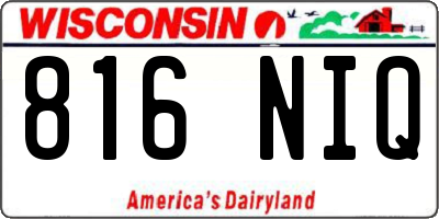 WI license plate 816NIQ