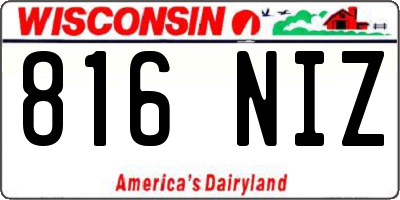 WI license plate 816NIZ