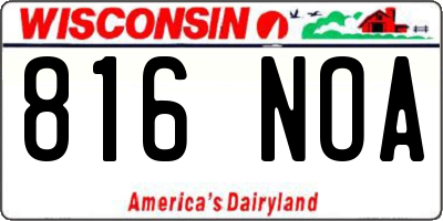 WI license plate 816NOA