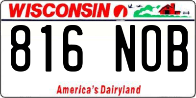 WI license plate 816NOB