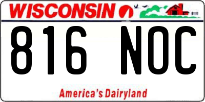 WI license plate 816NOC
