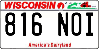 WI license plate 816NOI