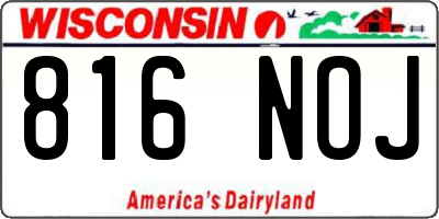 WI license plate 816NOJ