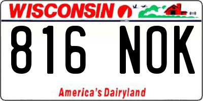 WI license plate 816NOK